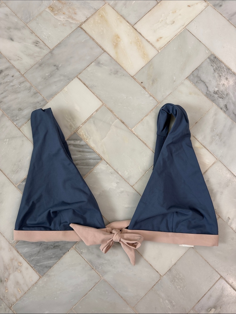 Tavik Navy Blue and Blush Pink Triangle Bikini Top